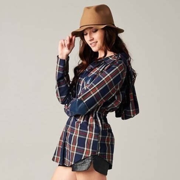 TOV Holy Tops - Women's Long Sleeve Plaid Button Up